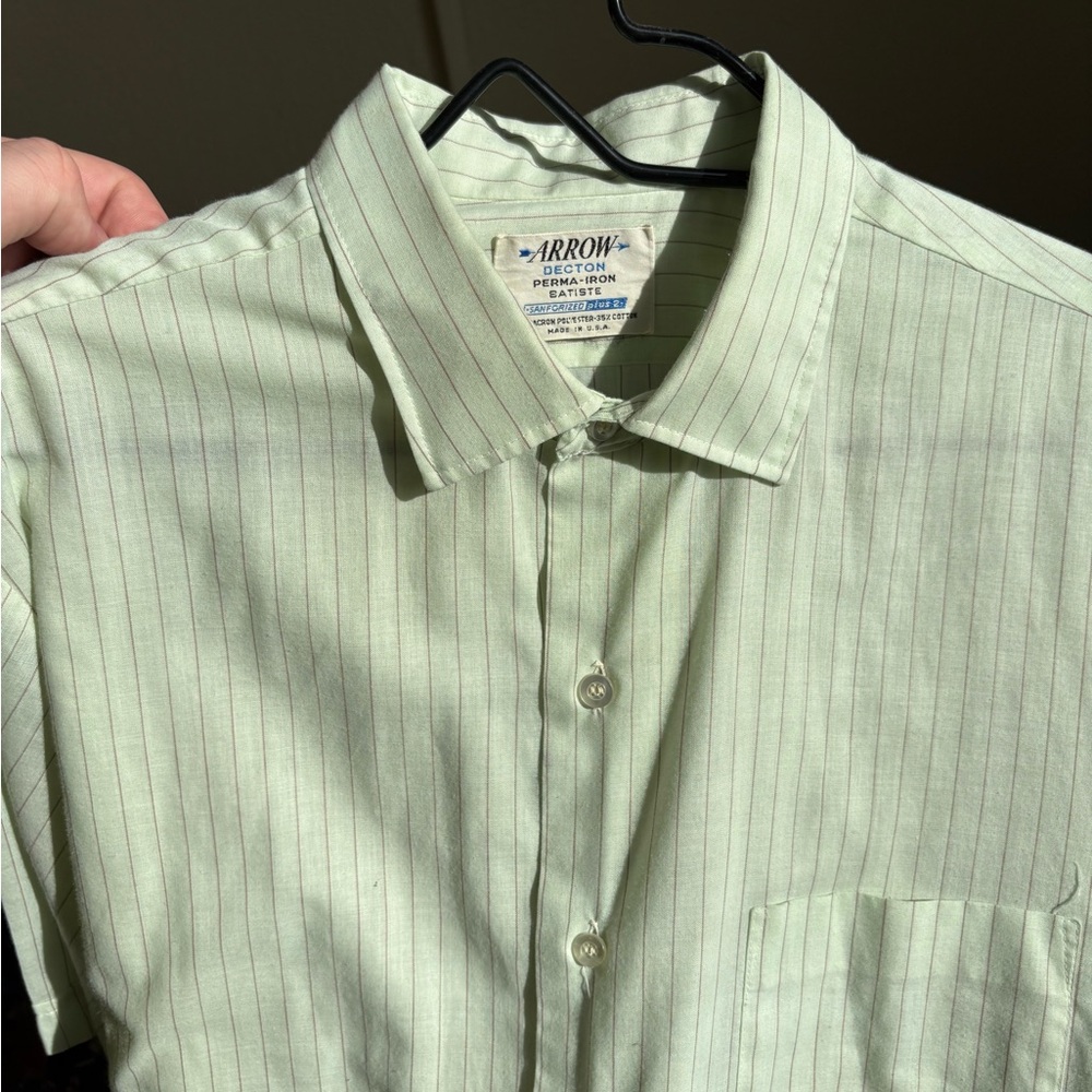 Vintage Arrow Men's Mint Green Striped Casual Shirt